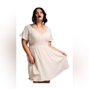 Torrid Nightfall White Ivory Lace Babydoll Mini Dress Size 14 NWT